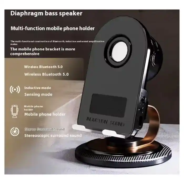 H58 Sensor Speaker Phone Holder Multi-function Wireless Phone Holder for iPhone Android, Induction Activation